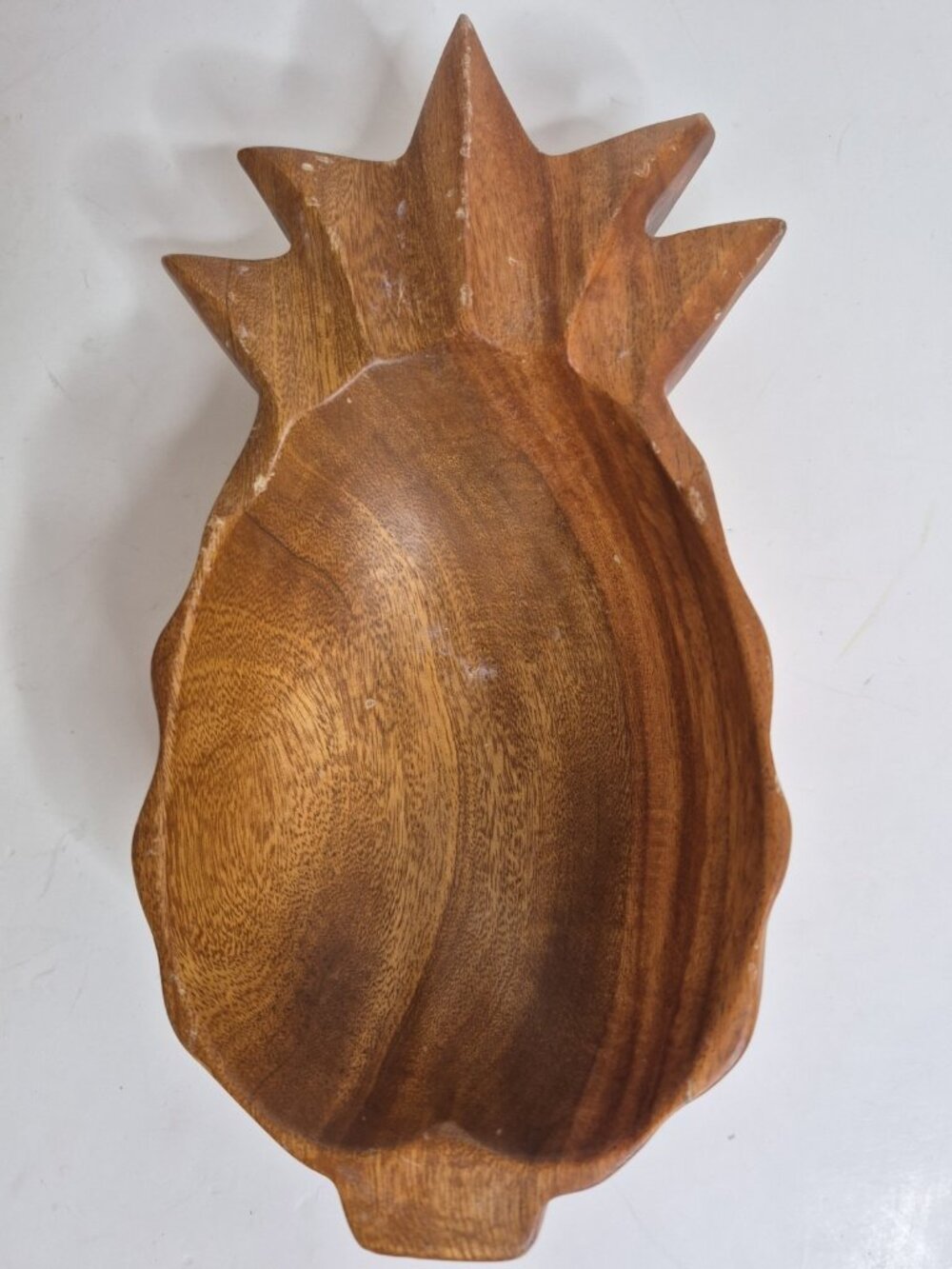 Vtg Kamani Wood Pineapple Dish Bowl Trinket Spoon Holder Welcome Hawaii 9"×5"